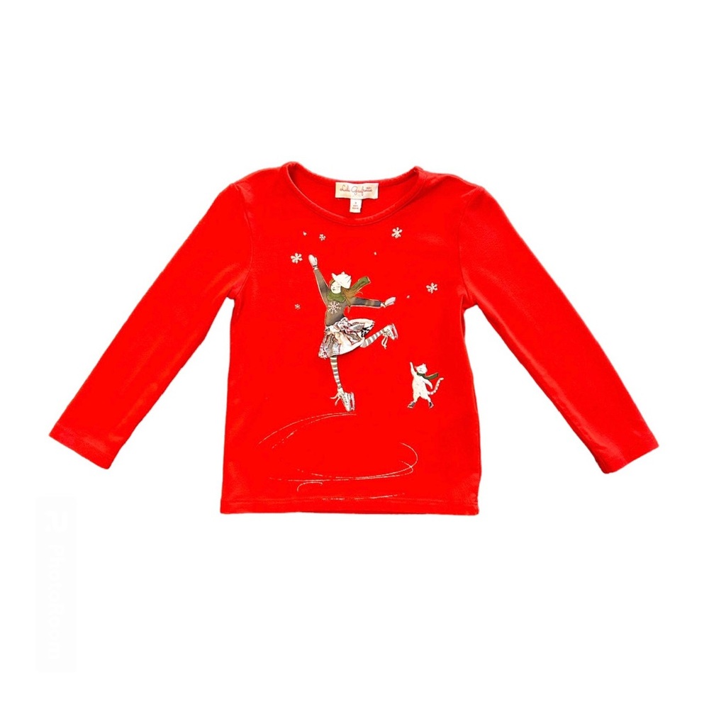Lili Gaufrette long sleeve red ice skater 3D shirt size 3T
